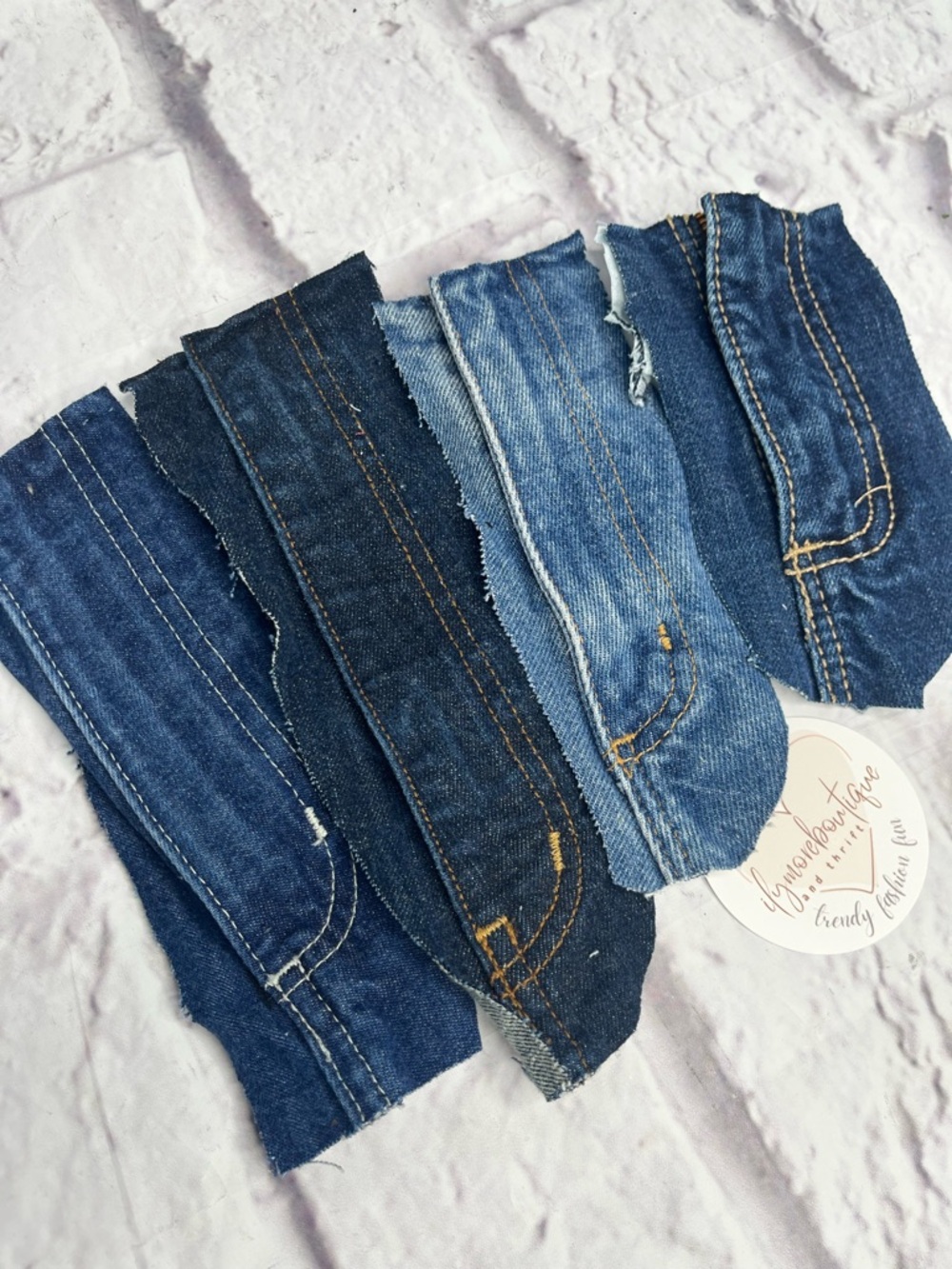 Jean zippers with buttons pack of 4 multi mixed colors reclaimed denim - Picture 3 of 5